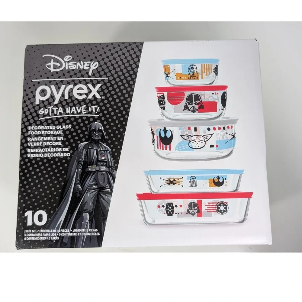 Pyrex Food Storage Set Star Wars 10pc Multicolor Darth Vader Grogu Glass SEALED